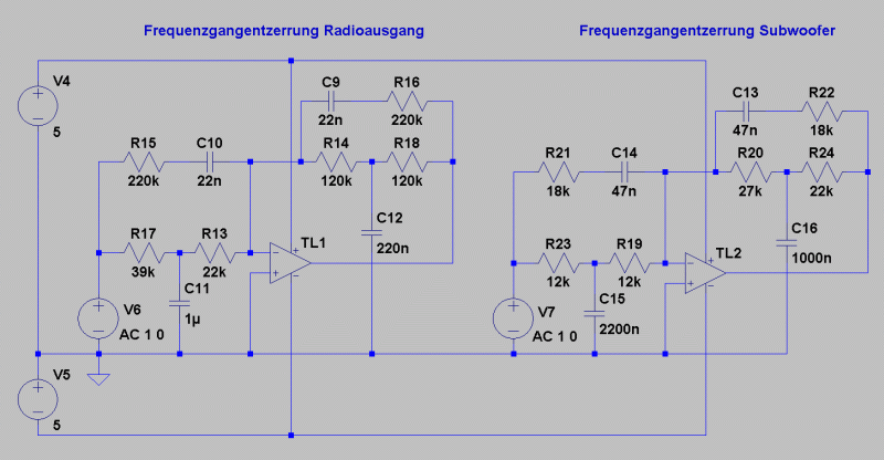 Spice-Simulation der Frequenzgang-Korrekturfilter Spice-Simulation der Frequenzgang-Korrekturfilter