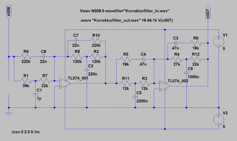 Spice-Simulation der Frequenzgang-Korrekturfilter Spice-Simulation der Frequenzgang-Korrekturfilter